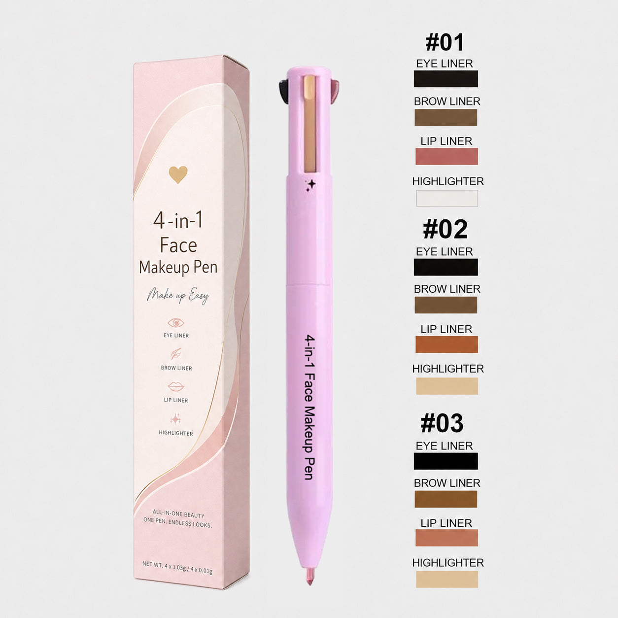 4-in-1 Face Makeup Pen 24H Waterproof — Smudge-Proof, All-Day Wear
