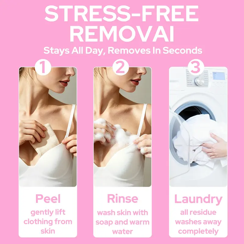 Sweat- and Water-Resistant Body Adhesive Makeup, Stain-Free Skin Glue Easy to Remove with Soap and Water for Confident Secure Outfits