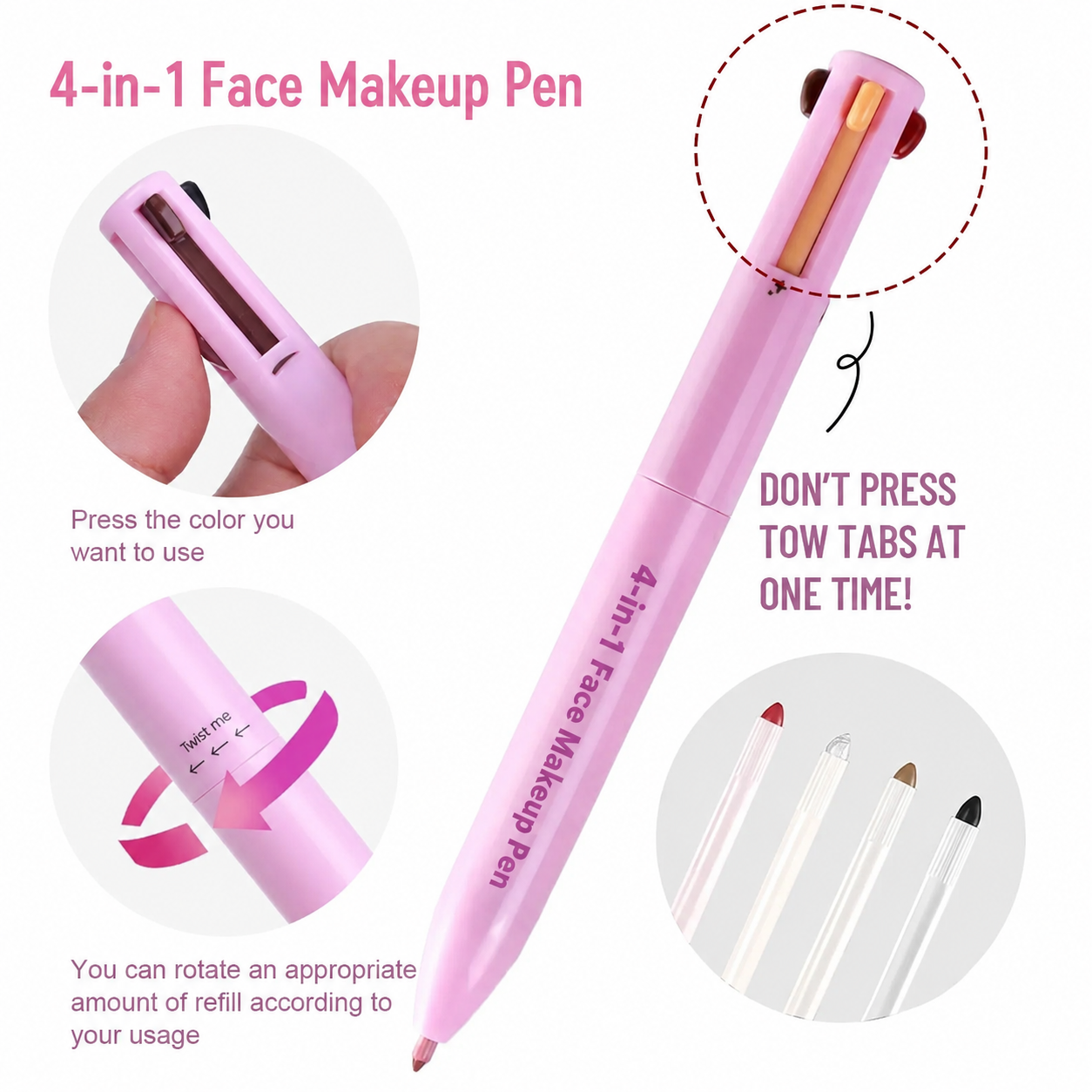 4-in-1 Face Makeup Pen 24H Waterproof — Smudge-Proof, All-Day Wear