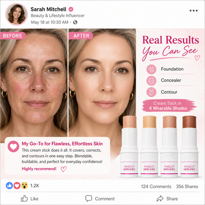 3-in-1 Complexion Stick – Buildable Foundation, Concealer & Contour with a Natural Finish
