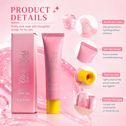 Glow Gloss SPF 40 Hydrating Lip Balm – Broad-Spectrum UV Protection with a Non-Sticky, High-Shine Finish