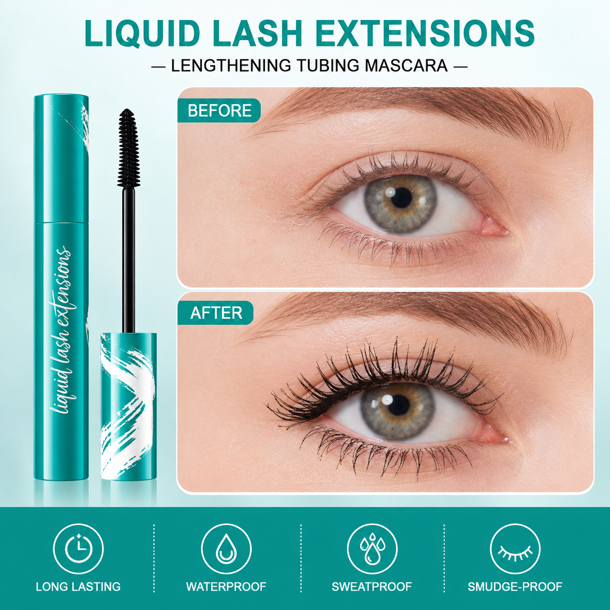 Liquid Lash Extensions Lengthening Tubing Mascara – Waterproof, Sweatproof, Curl-Locking & Smudge-Free