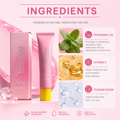 Glow Gloss SPF 40 Hydrating Lip Balm – Broad-Spectrum UV Protection with a Non-Sticky, High-Shine Finish