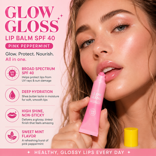Glow Gloss SPF 40 Hydrating Lip Balm – Broad-Spectrum UV Protection with a Non-Sticky, High-Shine Finish